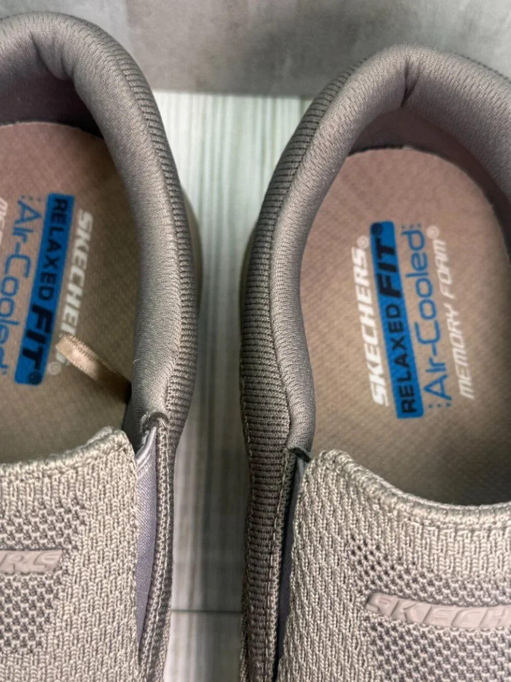 Skechers Relaxed Fit Air-Cooled Memory Foam Slip On Shoes Men's 14 Taupe 204849